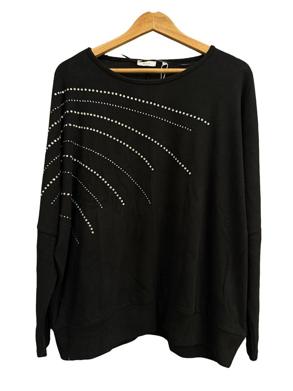 Rhinestone Sweatshirt 12203 - Black