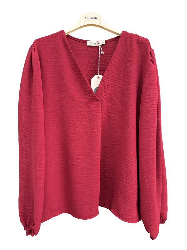 V-Neck Blouse with Placket Front