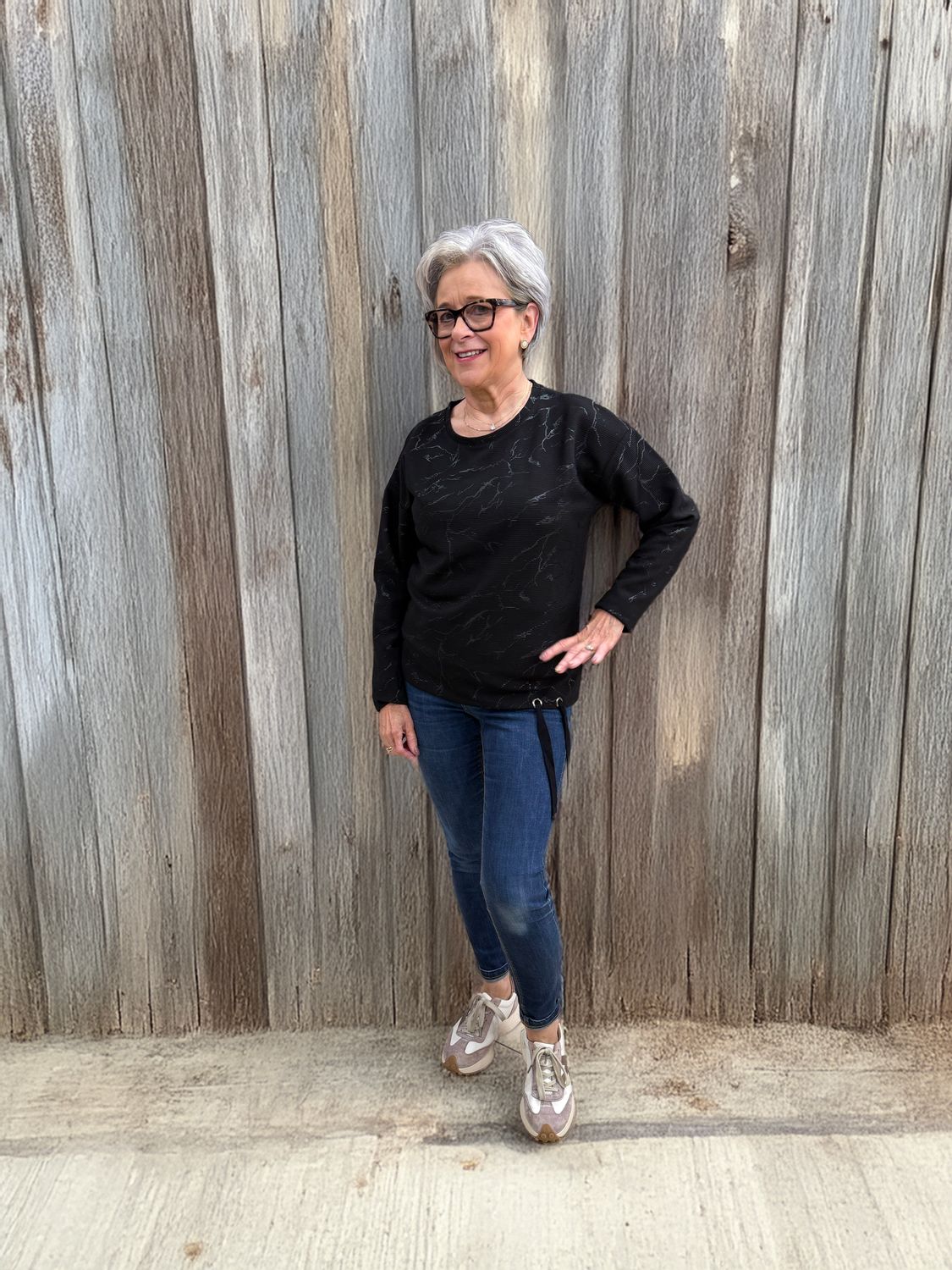 Black Self Patterned Sweatshirt 11928