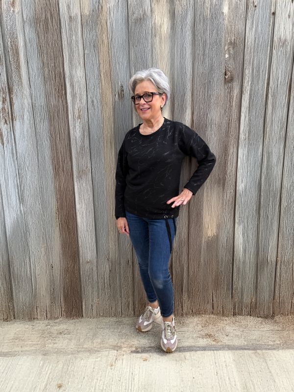 Black Self Patterned Sweatshirt 11928