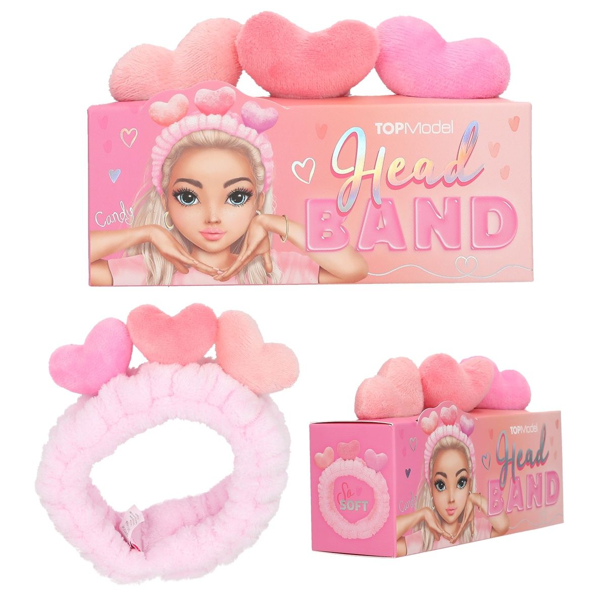 TOPModel Head Band with Plush Hearts BEAUTY and ME