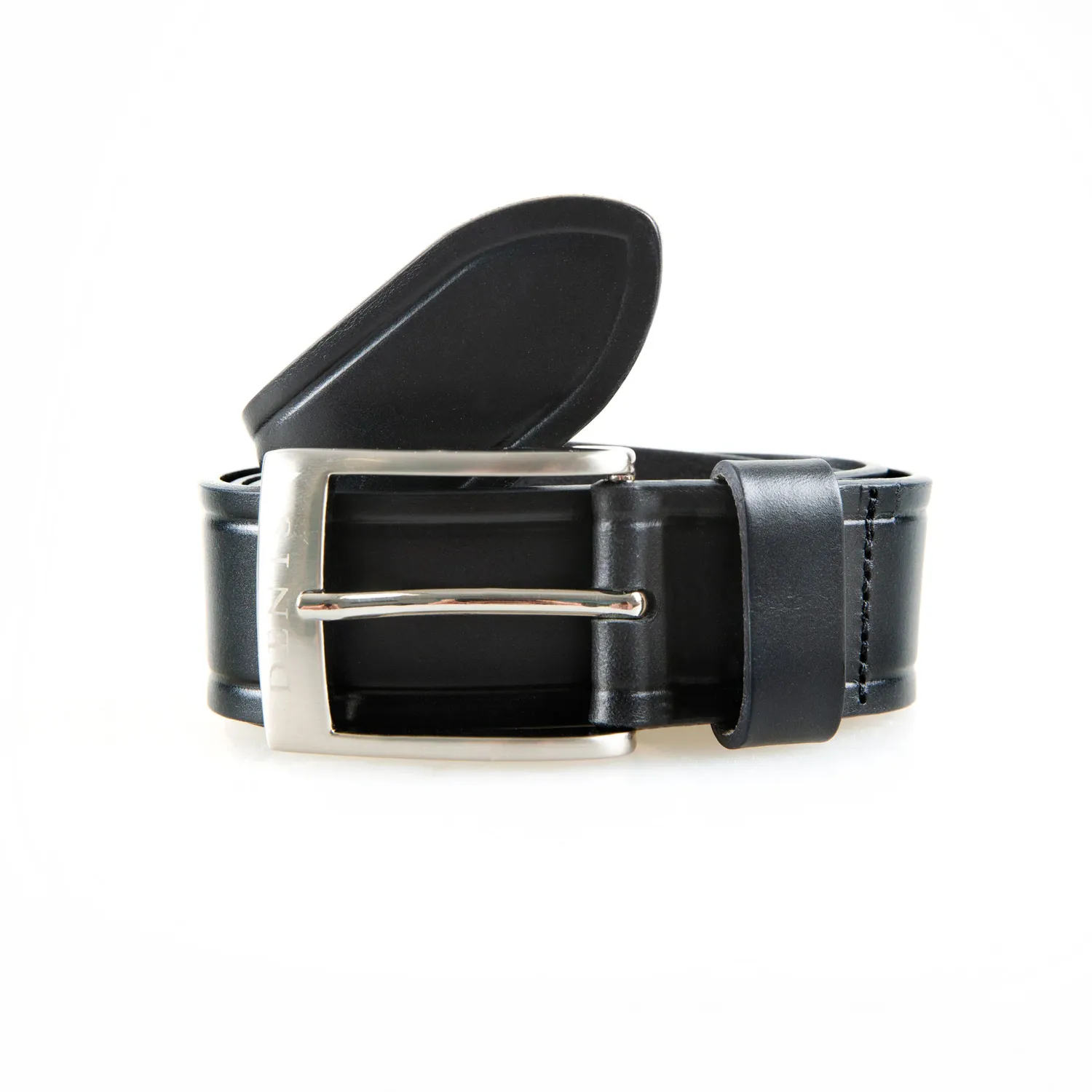 Men's Reversible Leather Belt with Gunmetal Buckle and Brogue Detail