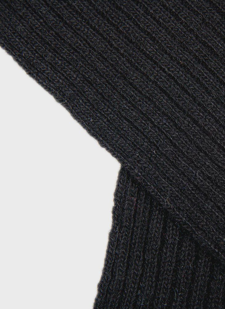 Ribbed Lambswool Blend Knitted Scarf Mens, Colour: Black, Style: 2-2283