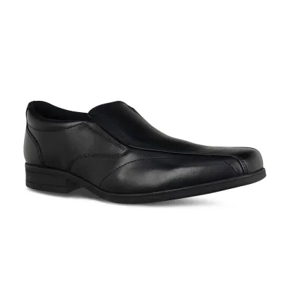 Harvey Black Leather Slip On Shoe - Senior