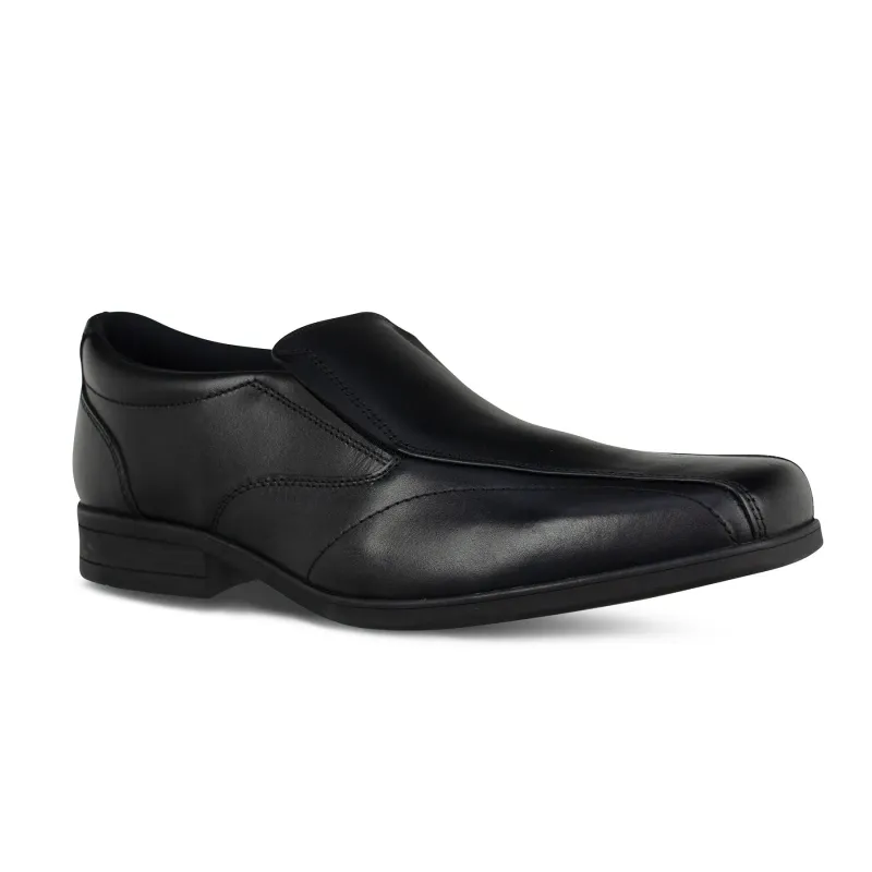 Harvey Black Leather Slip On Shoe - Senior
