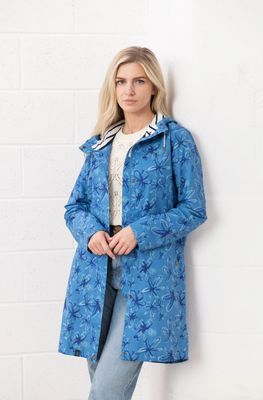 Long Beachcomber Jacket - Marine Blue Floral