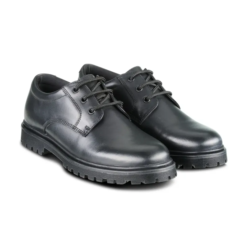 Bailey Black Leather Lace Up Shoe - Junior