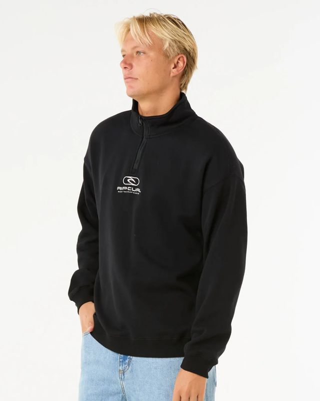 Pill Icon 1/4 Zip Crew Fleece - Black