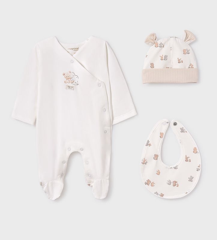 Baby 3 Piece Sleepsuit Gift Set 9907 - Natural