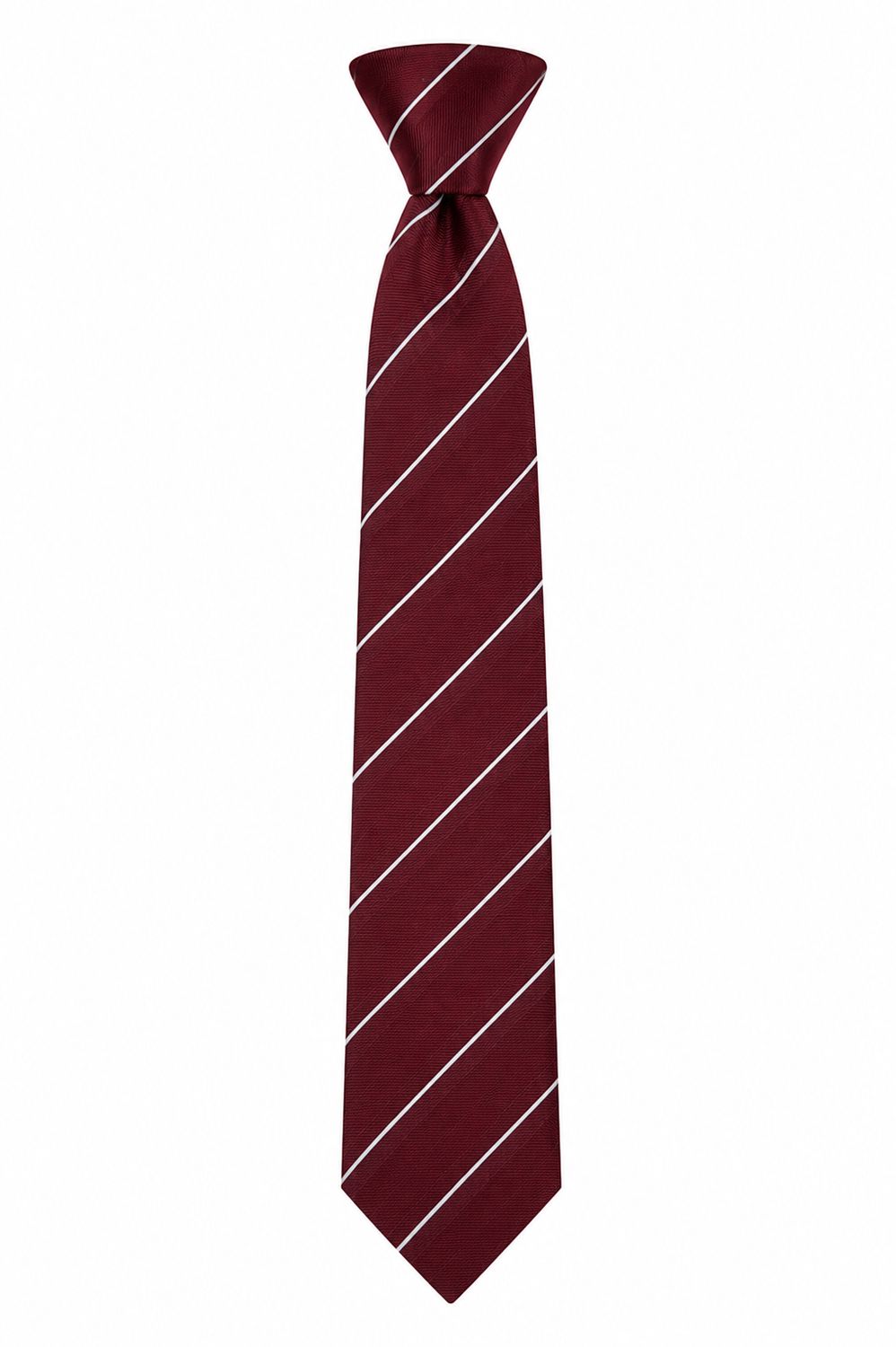 City of Armagh High School Striped Tie, Colour: Wine/Silver, Size: 16" Clip
