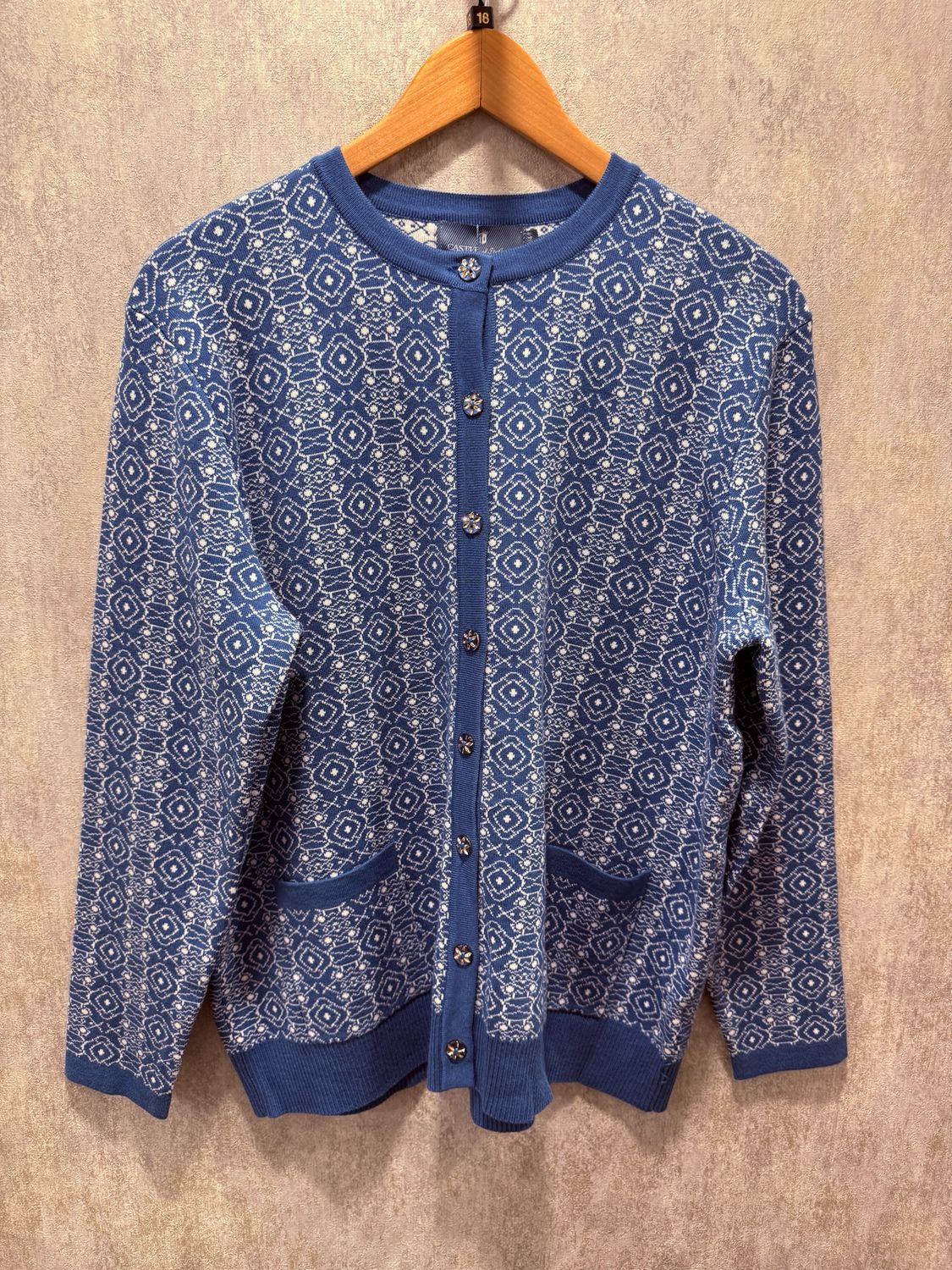 Fairisle Design Jacket DM147, Colour: Parisian, Size: 10