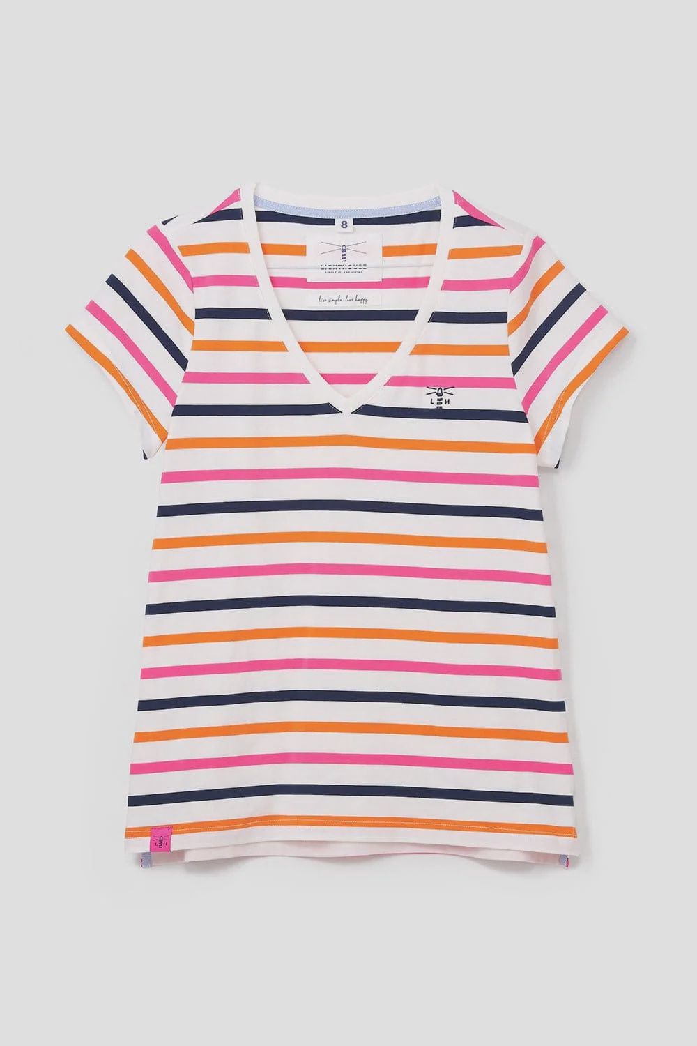Ladies Ariana T-Shirt, Colour: ORANGE PINK STRIPE, Size: 8