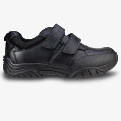 Chivers Black Leather Touch Tape Shoes