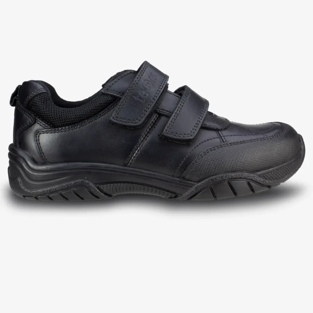 Chivers Black Leather Touch Tape Shoes, Size: 9