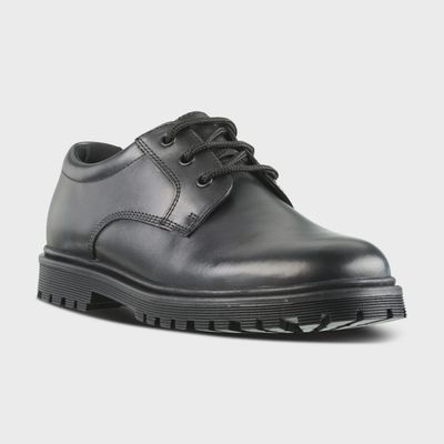 Bailey Black Leather Lace Up Shoe - Junior