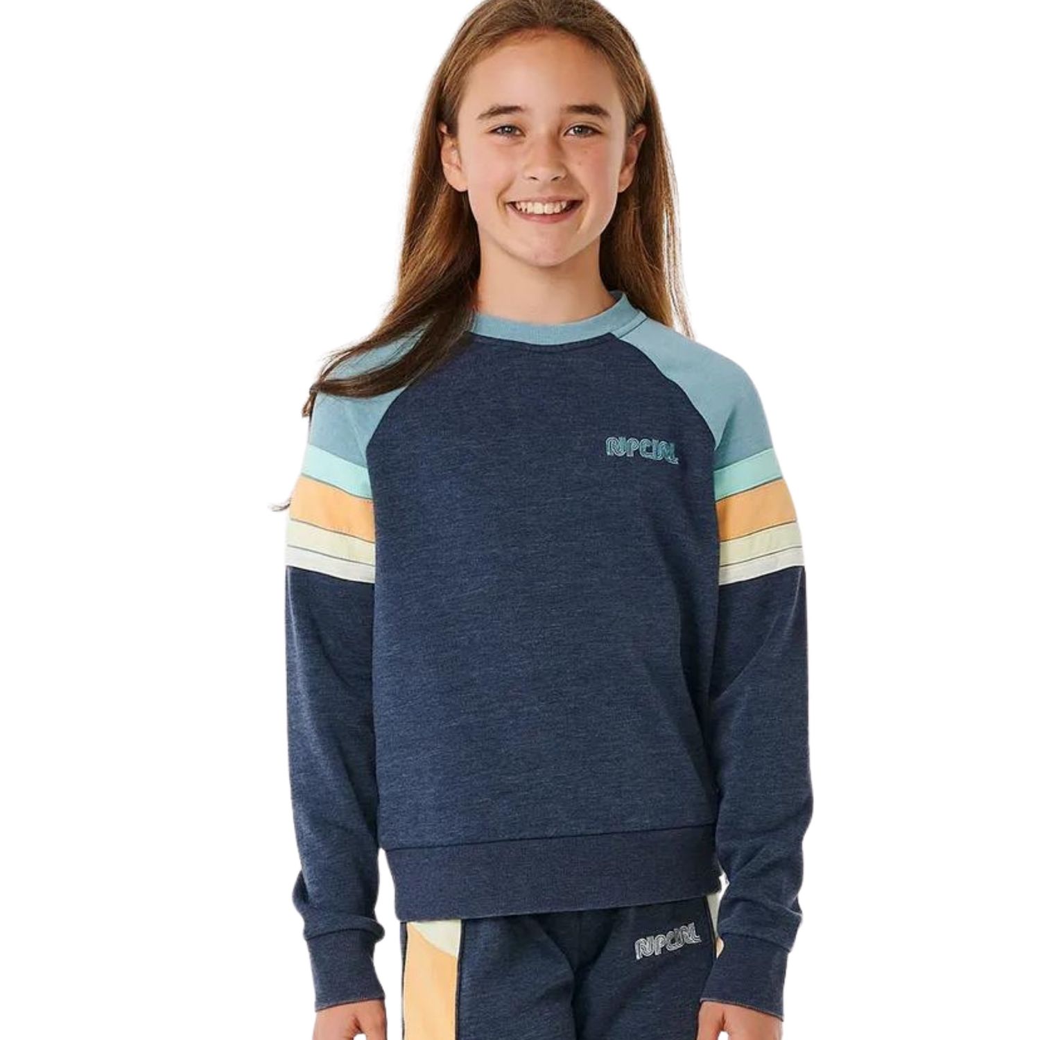 Surf Revival Crew Fleece Girl, Colour: Dark Navy, Size: Age 8