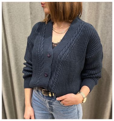 Cable Knit V-Neck Cardigan