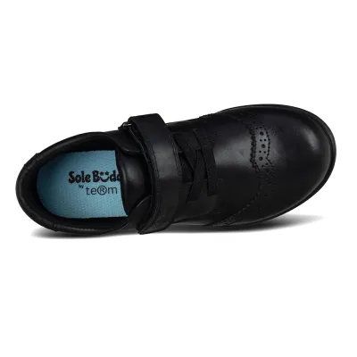 Carina Black Leather Lace Up &amp; Touch Tape Shoes