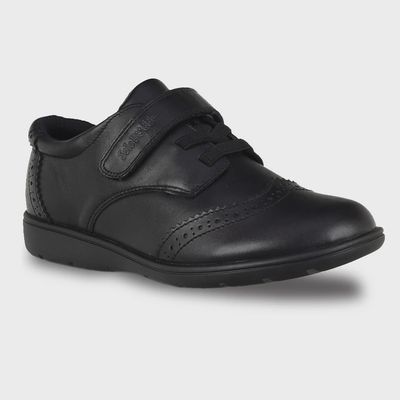 Carina Black Leather Lace Up &amp; Touch Tape Shoes