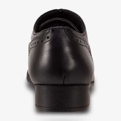 Bella Black Leather Brogue Shoes - Junior