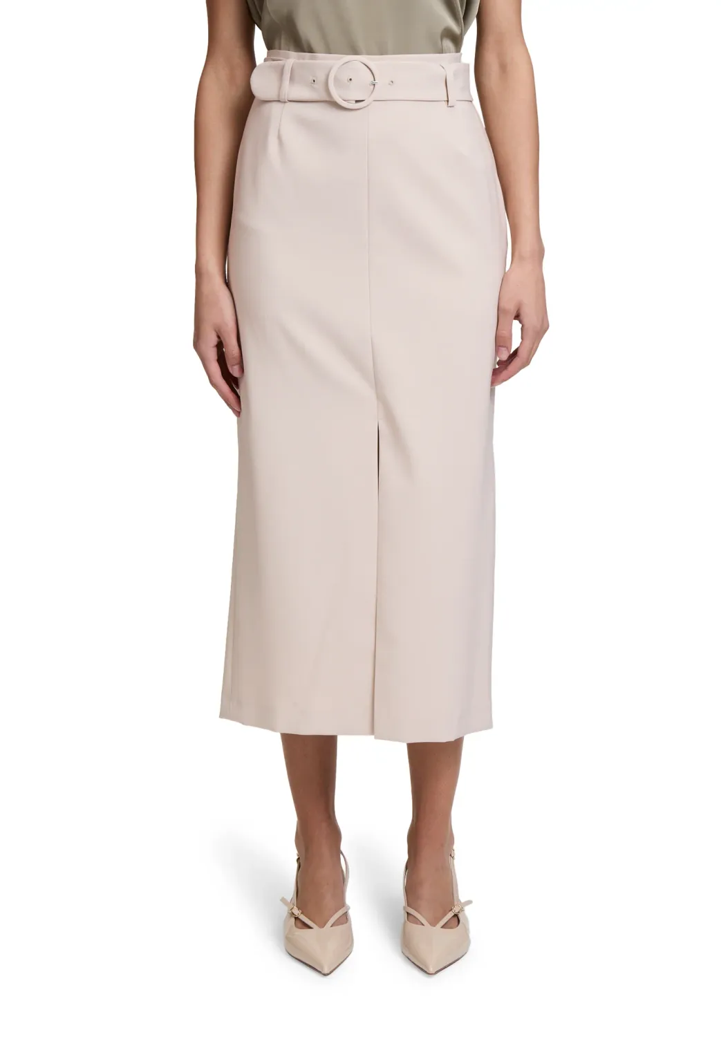Classic Long Skirt with Belt 9408 - Stone