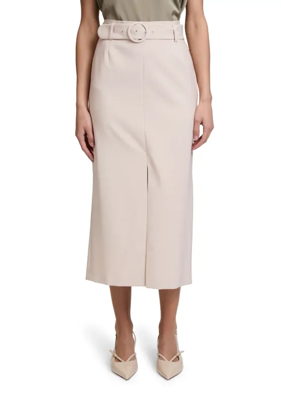 Classic Long Skirt with Belt 9408 - Stone
