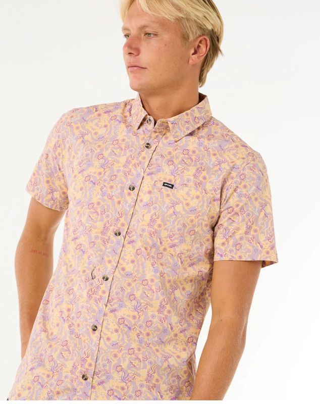 Floral Reef Short Sleeve Shirt - Smokey Grape