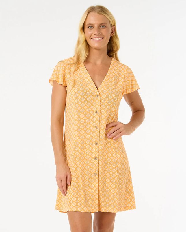 San Carlos Button Short Sleeve Mini Dress - Mango