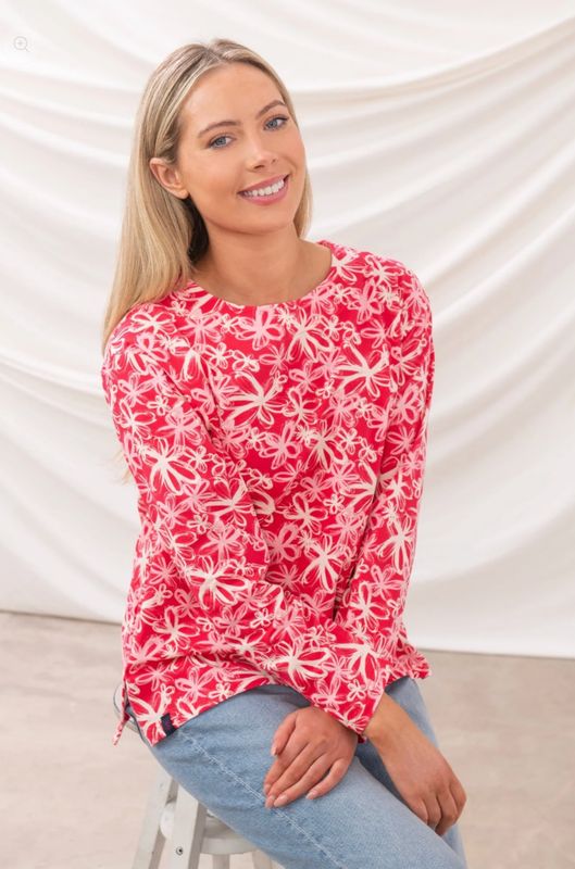 Causeway Breton Top - Raspberry Floral