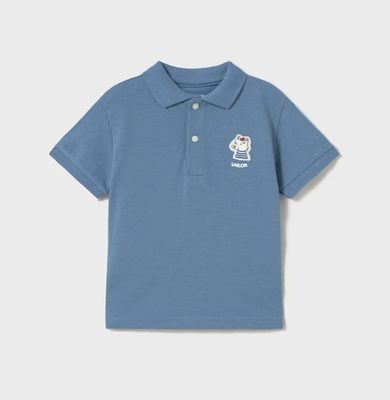 Baby Boy Applique Polo Shirt 1108 - Capri Blue