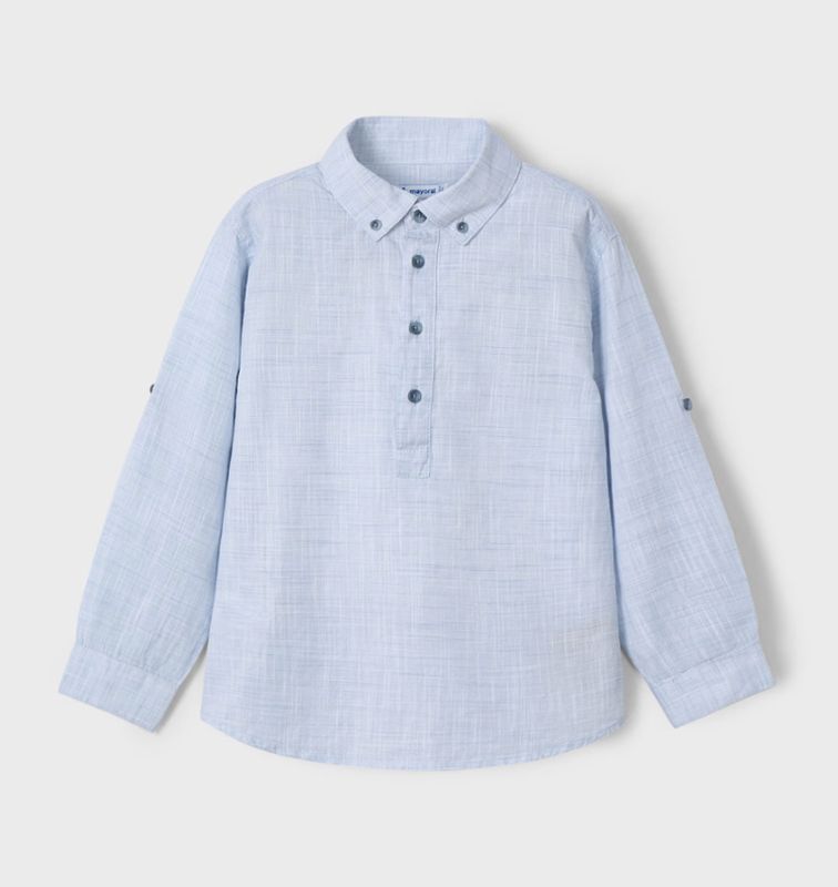 Boys Long Sleeved Popover Shirt 3118 - Pearl Blue
