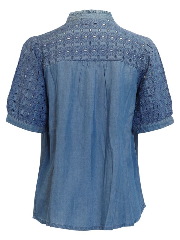 Sapphire Blue Broderie Anglaise Blouse 218978