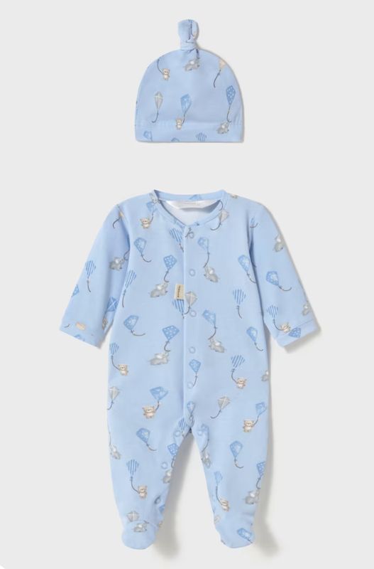 Newborn Boy Romper with Hat 1706 - Sky