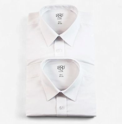 Junior Toulon Slim Fit Short Sleeve Shirt Twin Pack - White
