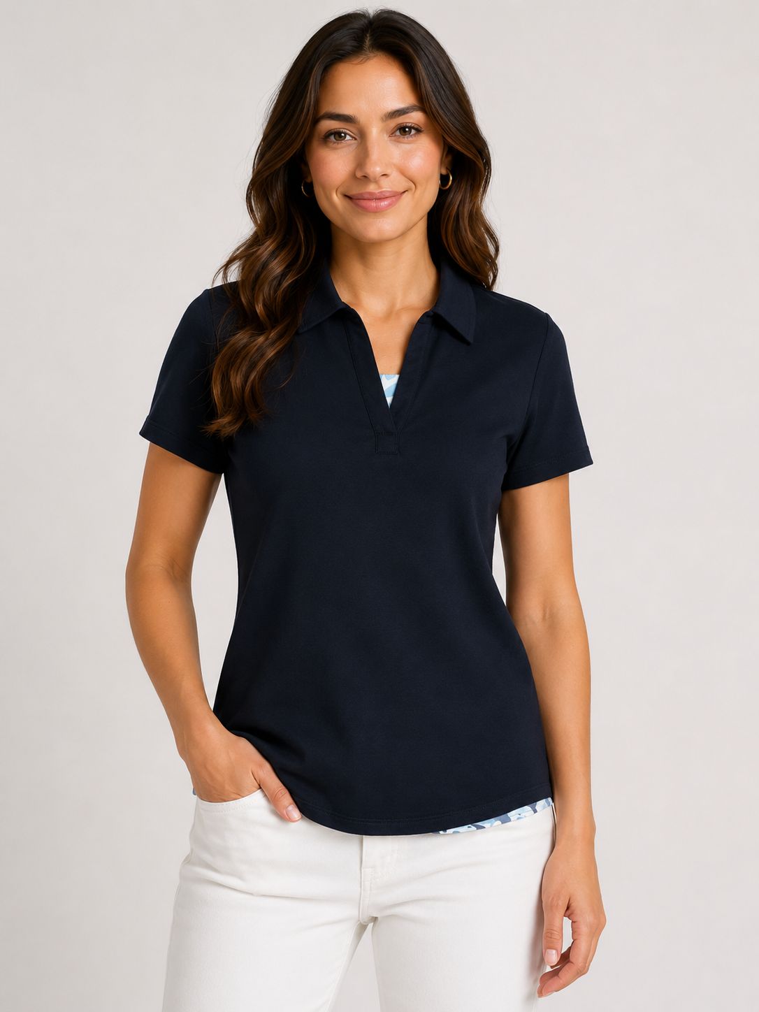 Woman In Gold Black Patterned Polo Shirt