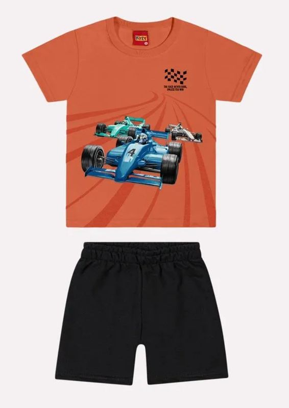Racing Cars T-Shirt &amp; Shorts Set 1000581 - Orange/Black