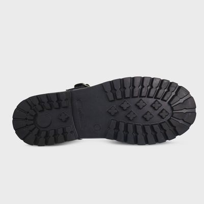 Emily Black Patent Buckle T-Bar Shoes - Senior