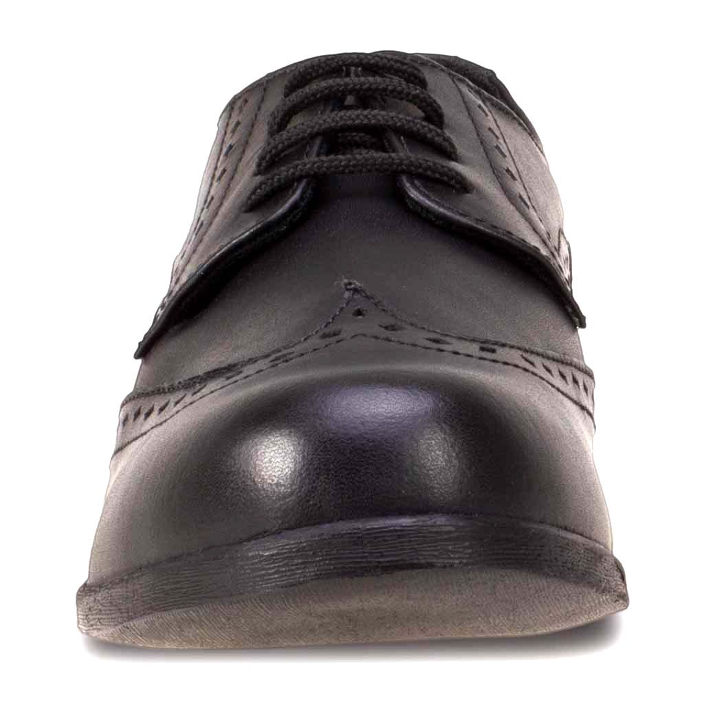 Meghan Black Leather Brogue Wide Fit Shoes - Senior