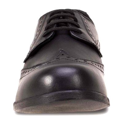 Meghan Black Leather Brogue Wide Fit Shoes - Senior
