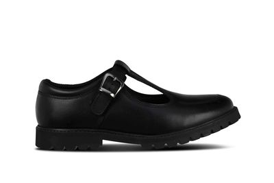 Emily Black Leather Buckle T-Bar - Junior Emily Black Leather Buckle T-Bar - Junior