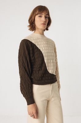 Ledea GOTS Sweater - Dark Brown/Cream