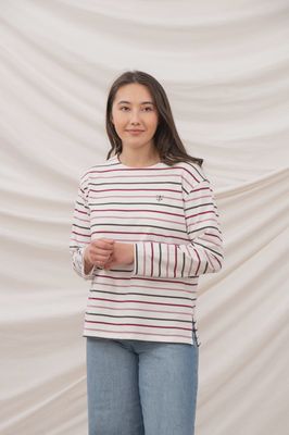 Causeway Long Sleeve Breton Top - Cranberry Pink Stripe