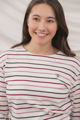Causeway Long Sleeve Breton Top - Cranberry Pink Stripe