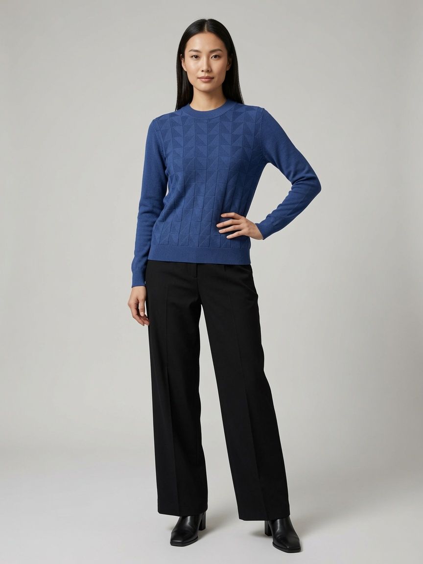 Medium Blue Crew Neck with Triangle Pattern SV372