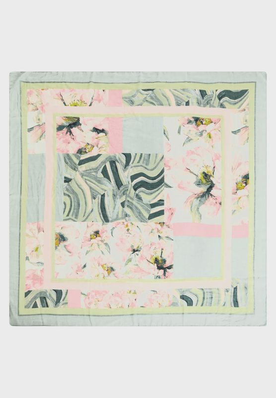 Graphic Print Scarf in Grey/Green 3470/1647