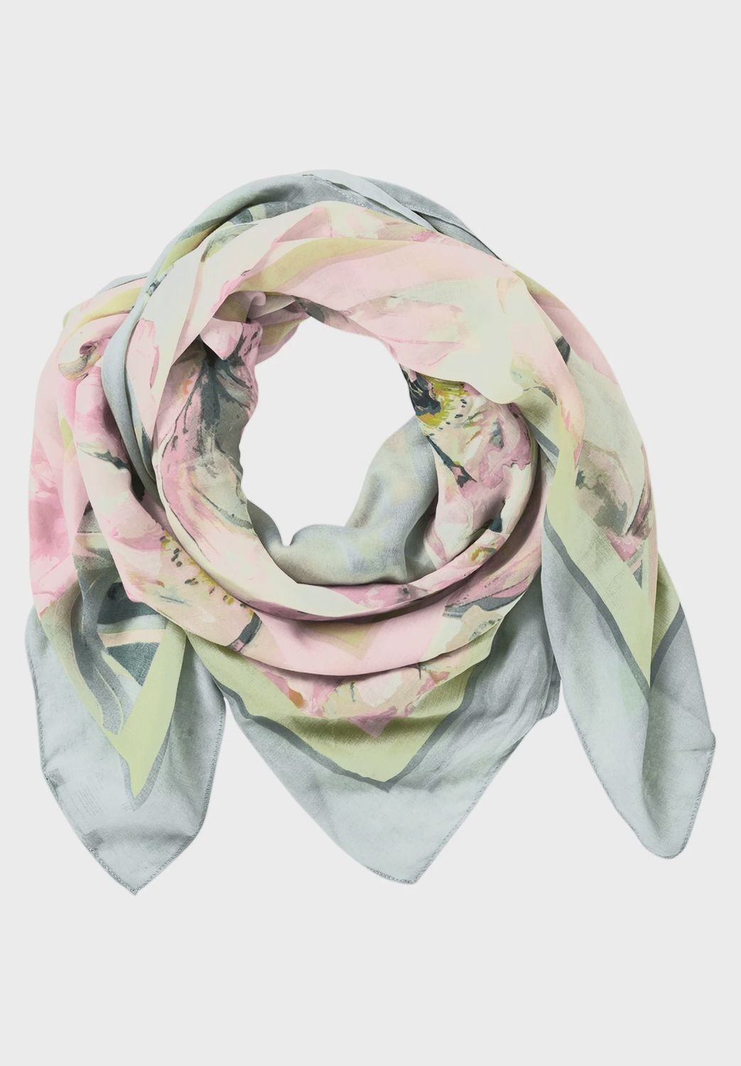 Graphic Print Scarf in Grey/Green 3470/1647