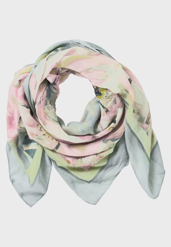 Graphic Print Scarf in Grey/Green 3470/1647