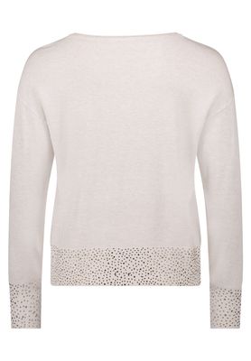 Rhinestone Hem Jumper - Beige