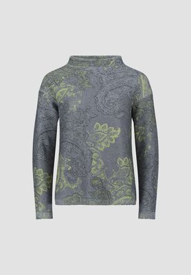 Paisley Knitted Jumper with Sequins - Grey/Green