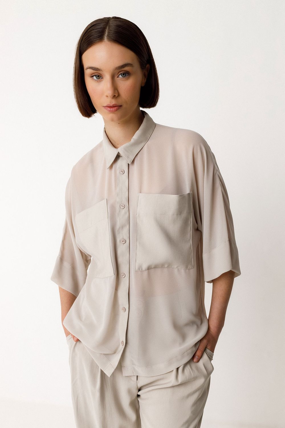 Kaia Shirt - Beige, Size: S, Style: SSH00632-0X1
